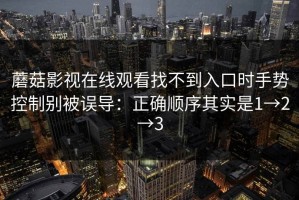 蘑菇影视在线观看找不到入口时手势控制别被误导：正确顺序其实是1→2→3