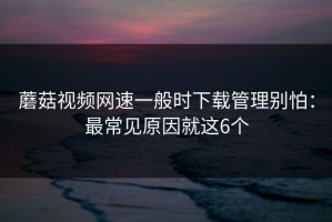 蘑菇视频网速一般时下载管理别怕：最常见原因就这6个