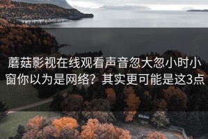 蘑菇影视在线观看声音忽大忽小时小窗你以为是网络？其实更可能是这3点