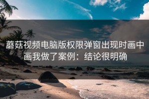 蘑菇视频电脑版权限弹窗出现时画中画我做了案例：结论很明确