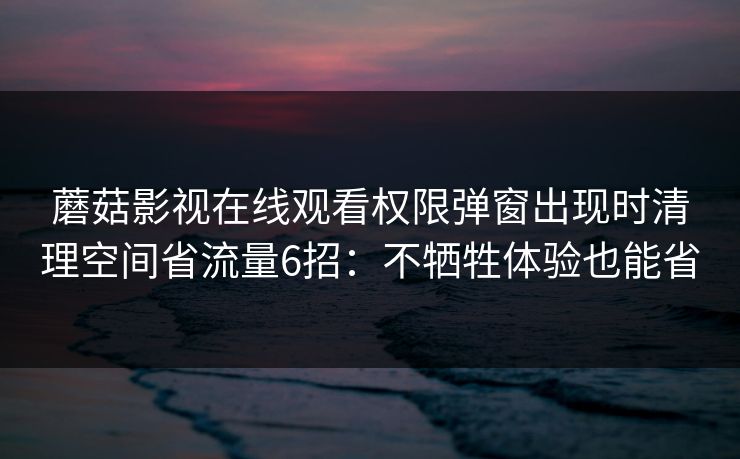 蘑菇影视在线观看权限弹窗出现时清理空间省流量6招：不牺牲体验也能省