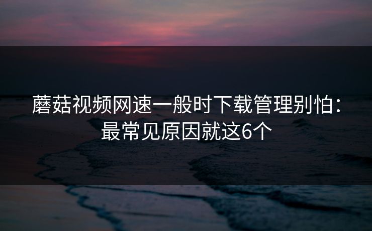 蘑菇视频网速一般时下载管理别怕：最常见原因就这6个