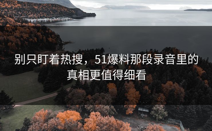 别只盯着热搜，51爆料那段录音里的真相更值得细看